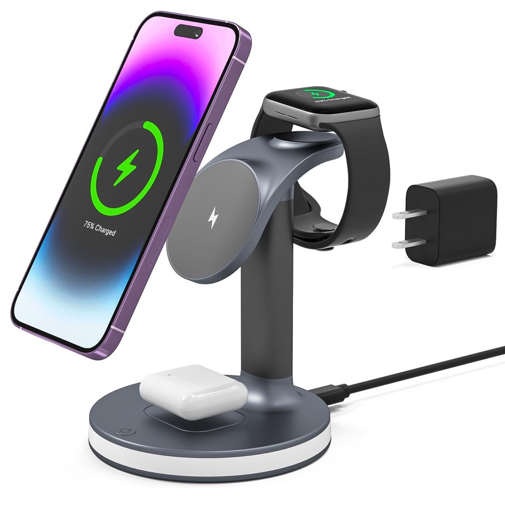 3 in 1 Wireless Charging Station for iPhone 16/15/14/13/12 Series,for Multipl...