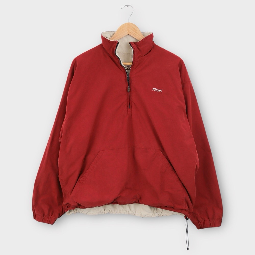 Vintage Reebok Men’s Reversible Jacket Size XL Windbreaker Fleece Quarter Zip