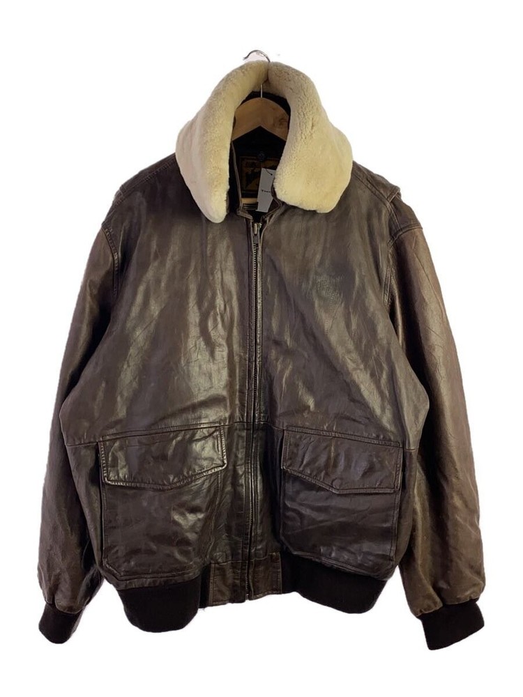 Men's Weesel Leather Biker Jacket Blouson XL Brown 2246