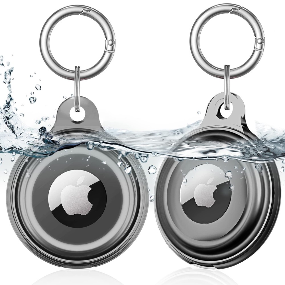 2-Pack IPX8 Waterproof Airtag Keychain Holder for Apple Air Tag with 360 Full Body Protection