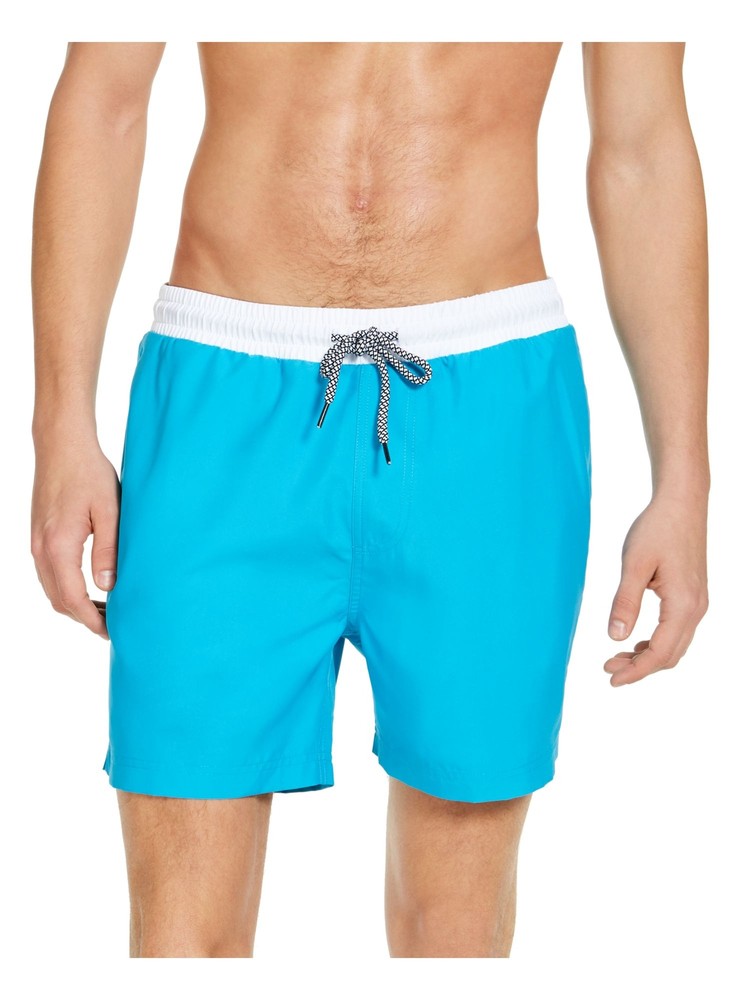 INC Mens Aqua Drawstring Lined Classic Fit Swim Trunks XXL