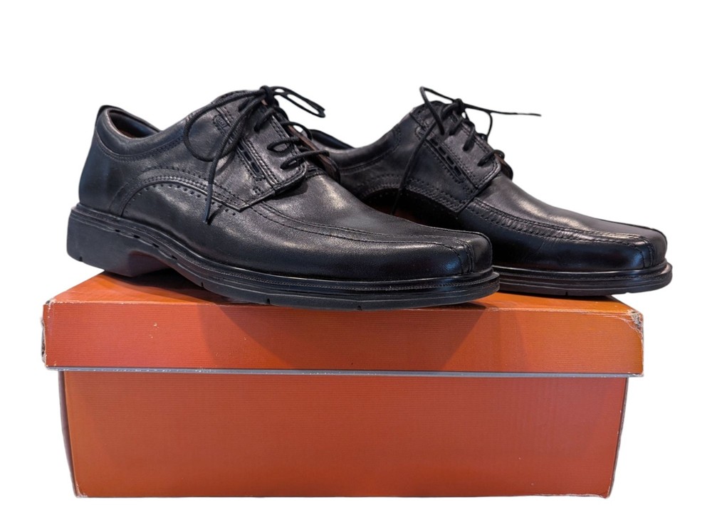 Clarks Unstructured Un Kenneth Mens Black Leather Oxford Casual Shoes Size 8.5 M