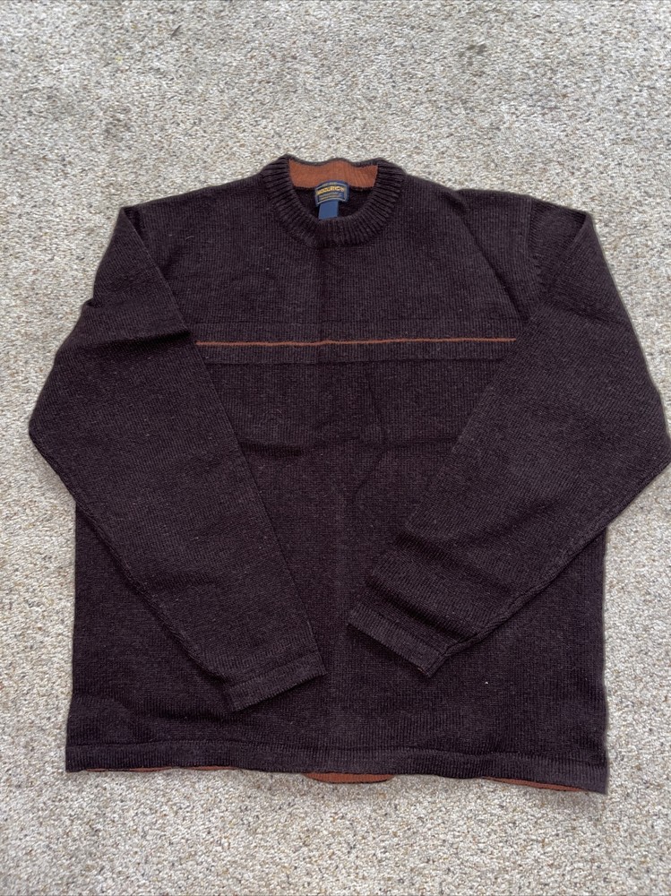 Vintage Woolrich Mens Sweater Mustang  with Orange  Trim Wool Blend Large
