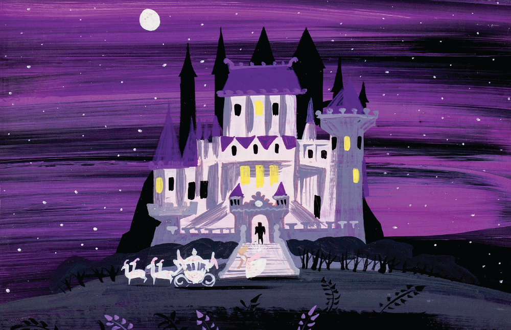 Mary Blair Cinderella Running from Castle Prince Concept Art Satin Poster