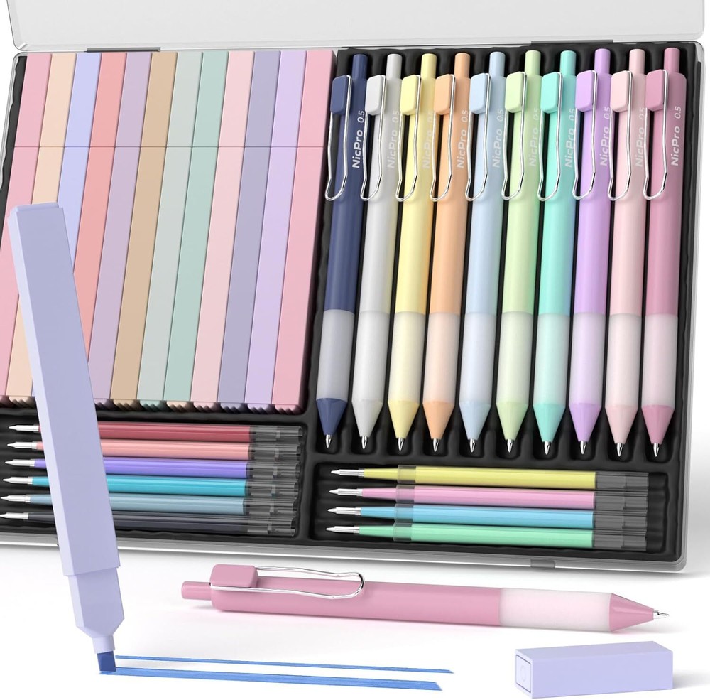 Nicpro 33PCS Aesthetic Highlighter and Gel Pen 5 Count (Pack of 4), Pastel