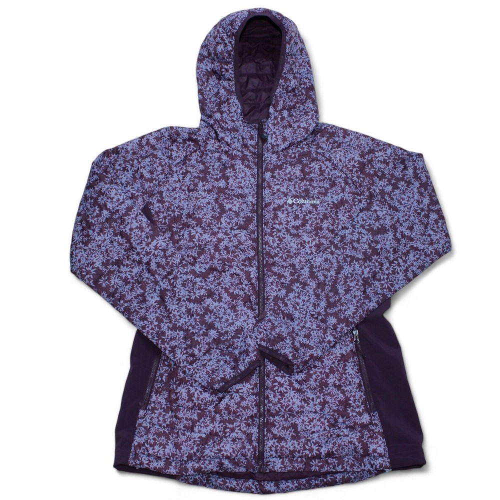 Columbia Floral Pattern Lightly Padded Jacket Womens Large Full Zip Outdoors