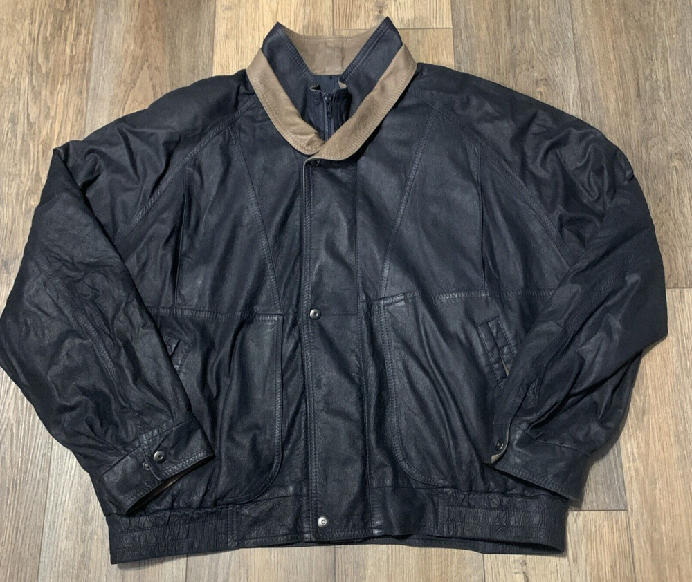 Brown Lamb Bomber Jacket Men's 48 St. Croix Two Tone Soft Leather Classic Luxe