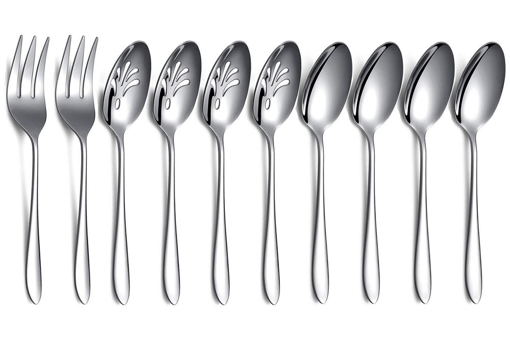 10-Piece Serving Flatware Silverware Set,Stainless Steel Serving Utensil Set,...