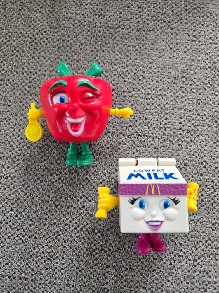 Vintage Mcdonald's Toys Lowfat Milk & Ruby Apple Figurine Toys McDonald's