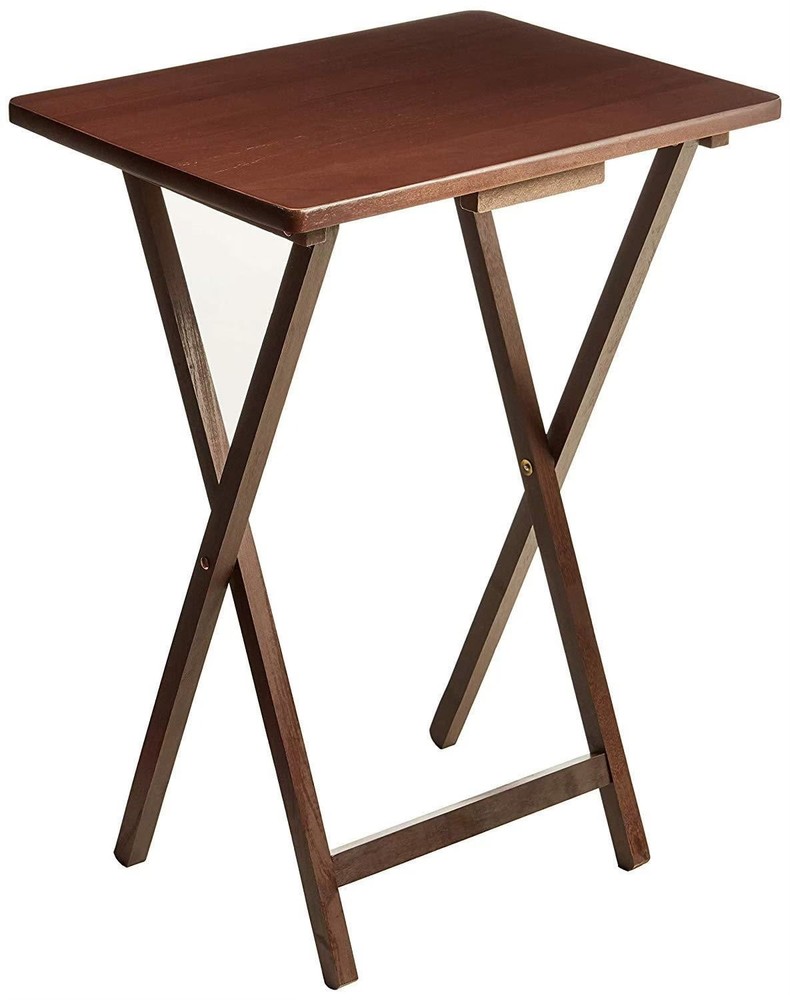 Compact Walnut Folding TV Tray Table 19x15x26 for Indoor Use