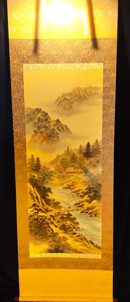 Hanging Scroll, Landscape And Water Diagram, Japanese Painting, Scroll