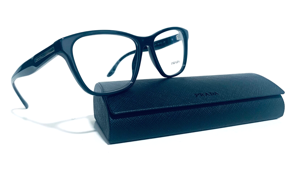 Prada VPR04T Black Square RX Eyeglasses 54-16-140mm Italy with Case