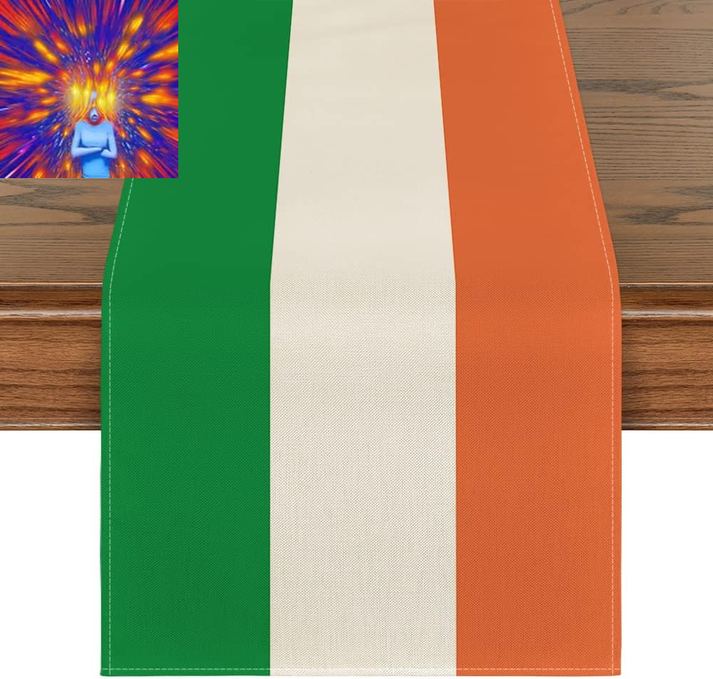 Green White Orange Stripes St.Patrick'S Day Flag of Ireland Table Runner, Season