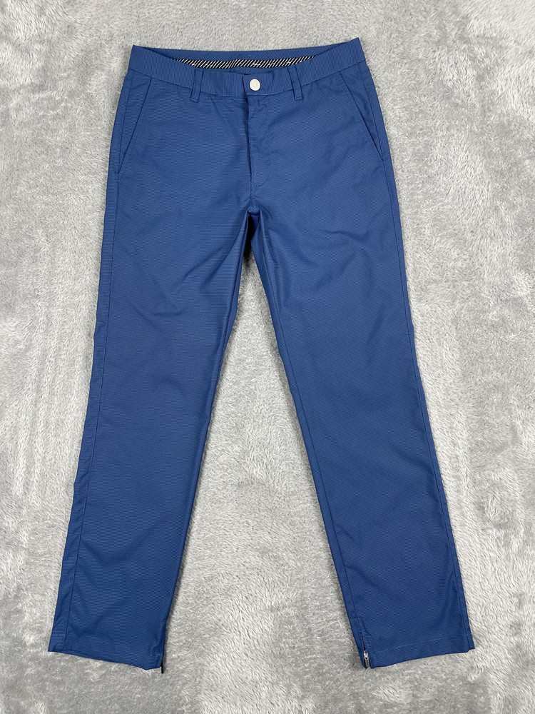 Bonobos Pants Mens 31x32 Blue Golf Straight Leg Zip Hem Polyester Houndstooth