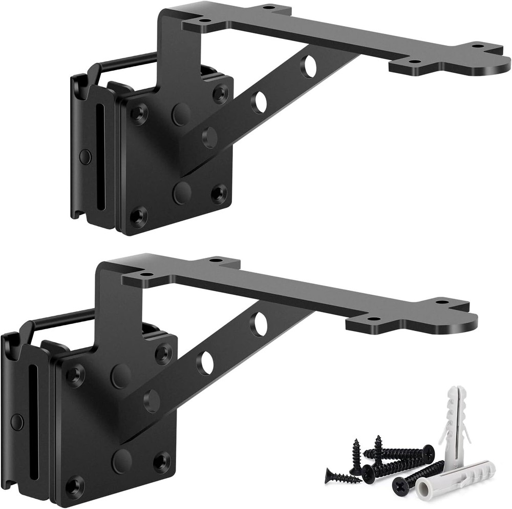 E Track Fixed Shelf Brackets 8 inch 2 Pcs Upgraded Black Heavy 2 Pcs,