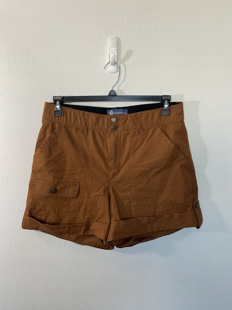 Democracy ab Solution Cargo Shorts 10 Rust Orange Womens Utility Casual Classic