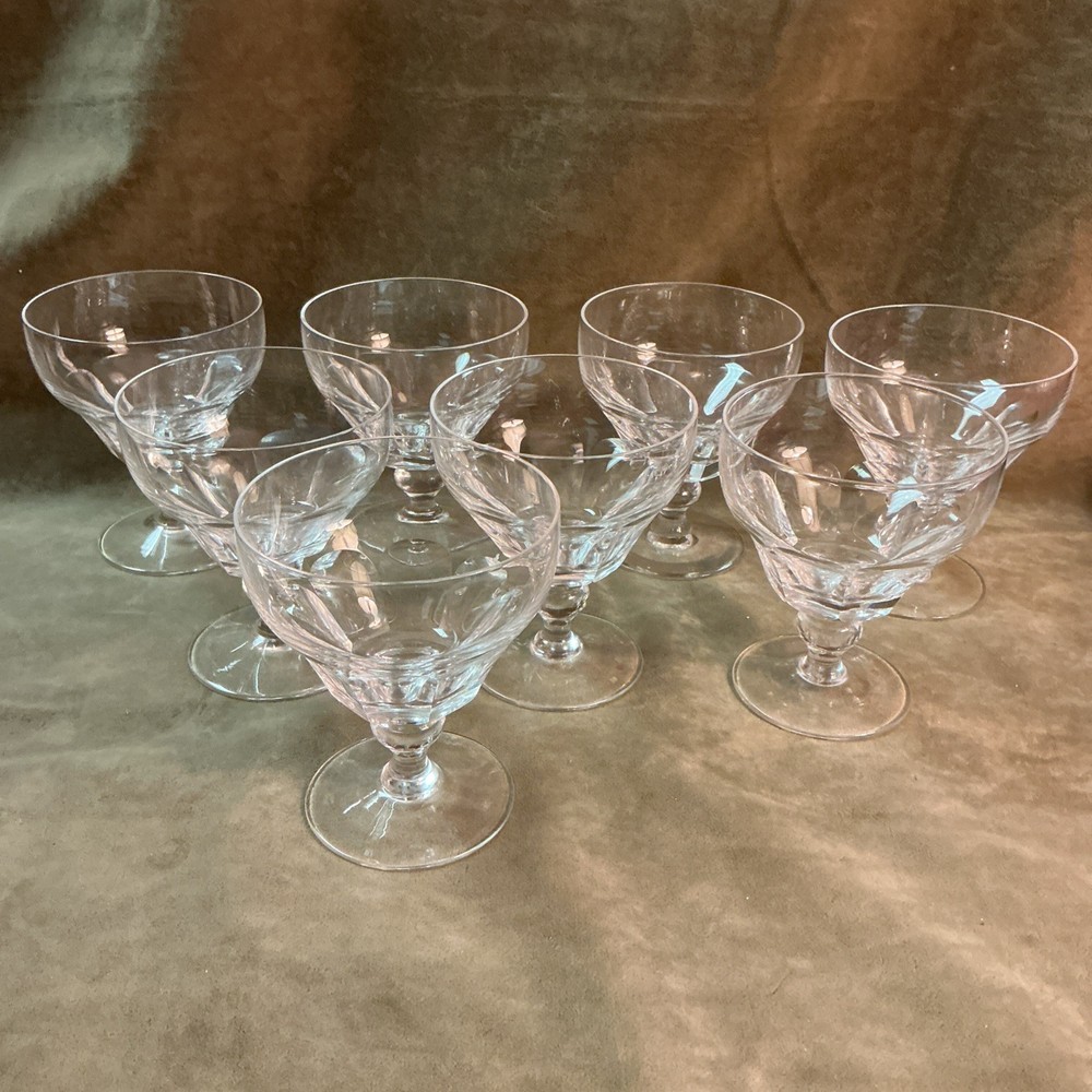 1950s Stuart crystal glass England Dorsett cut pattern low sherbet Lot Of 8 Pcs