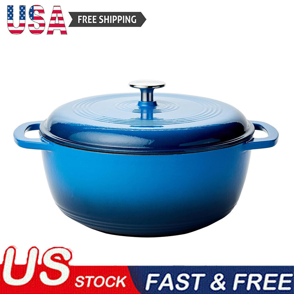 6-Quart Blue Enameled Cast Iron Dutch Oven with Lid Hand Wash Only