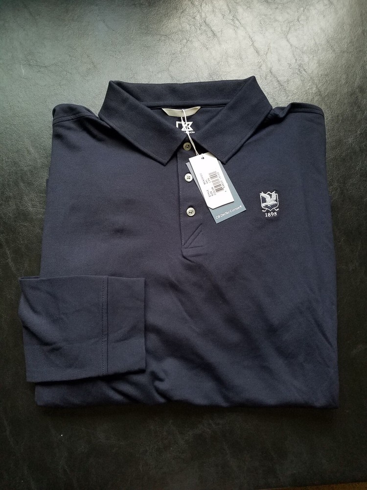 NWT MEN'S CUTTER & BUCK LS POLO, SIZE: 2XL, COLOR: NAVY (J481)