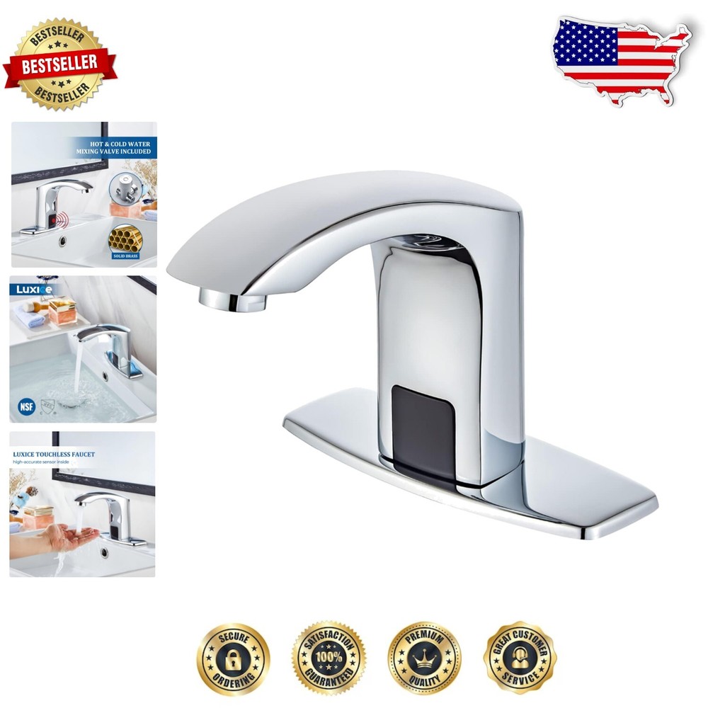 Automatic Sensor Faucet for Bathroom: Chrome Finish & Hot/Cold Mixer Included