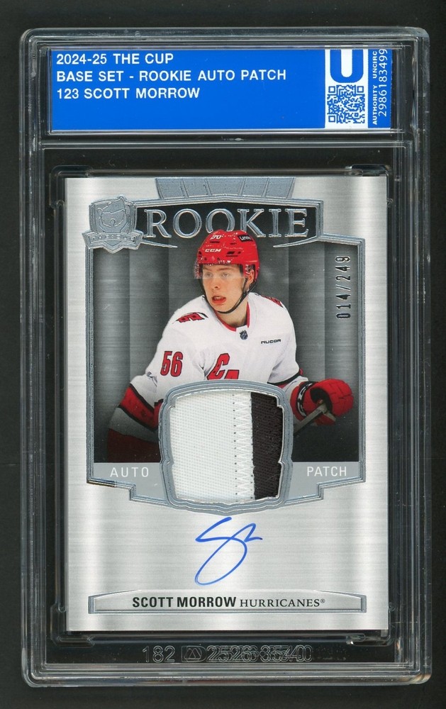 2024-25 Upper Deck The Cup Scott Morrow Rookie Auto Patch #014/249 Hurricanes