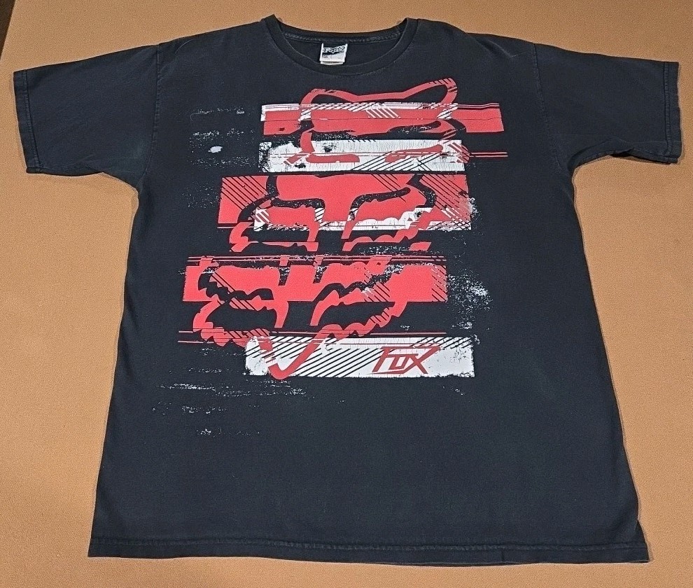 Vintage Fox Racing T Shirt Black Size Large Y2K