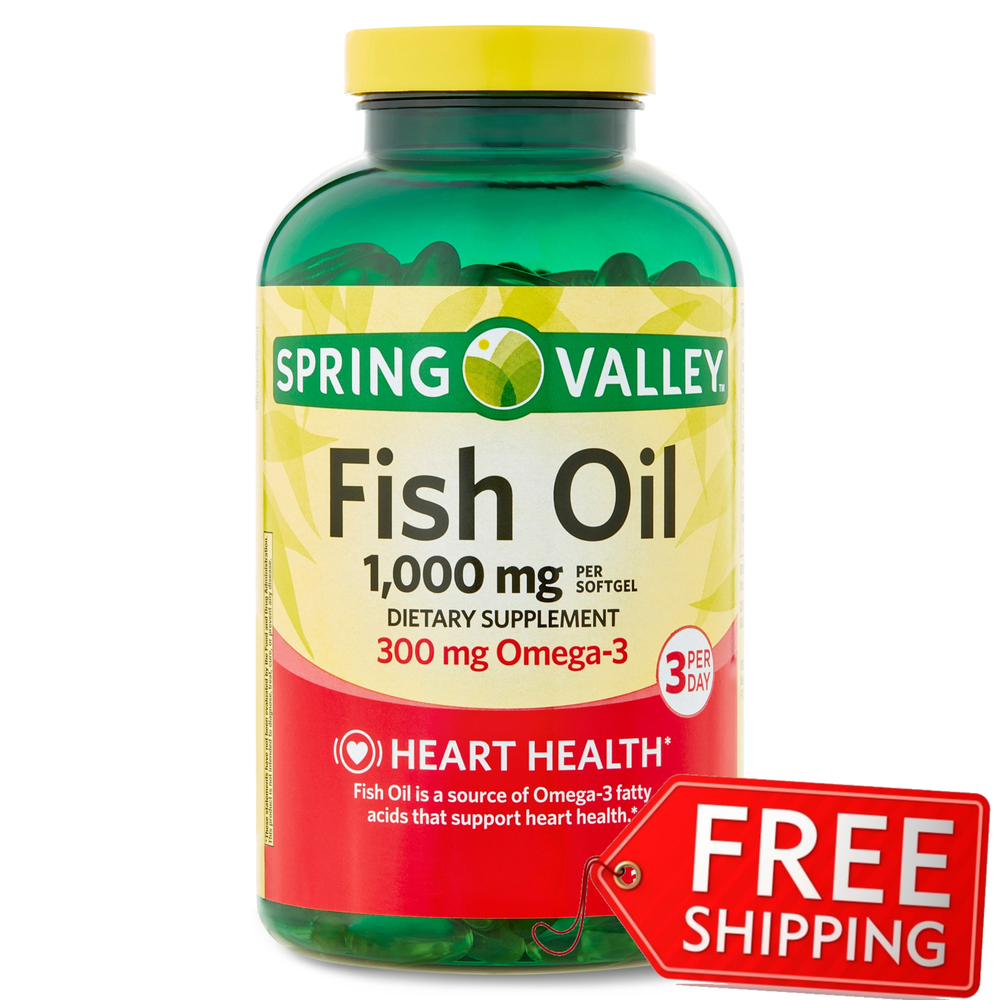 Spring Valley Omega-3 Fish Oil Heart Health Dietary Supplement Softgels, 1000 mg