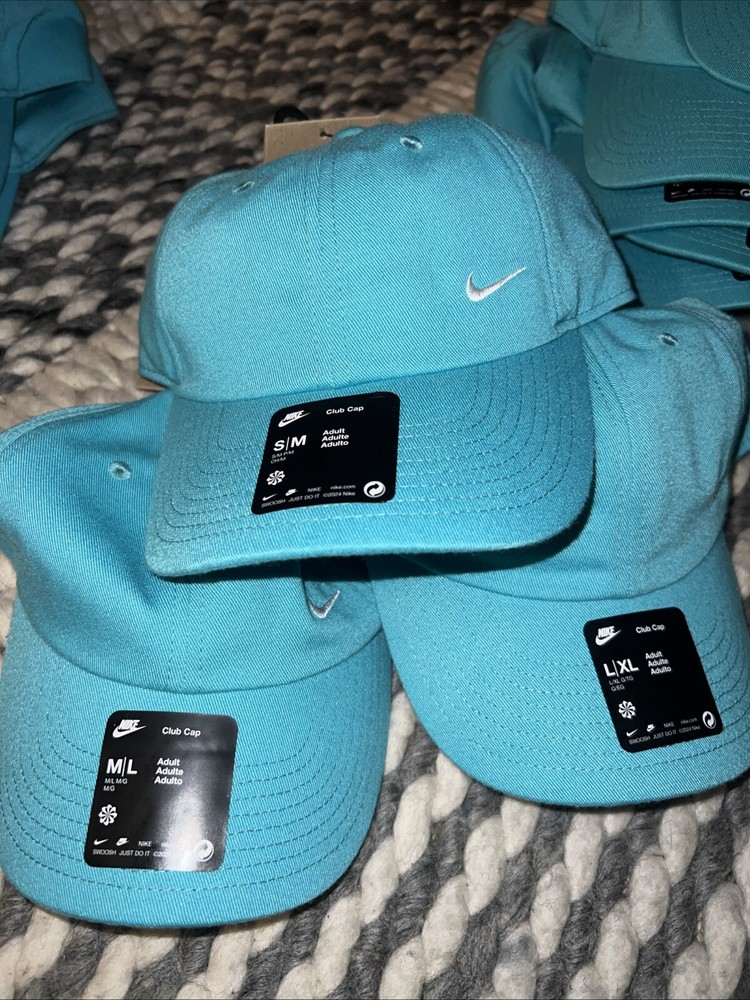 NWT Nike Swoosh Club Performance Adjustable Hat Aqua Adult Unisex All Sizes $26