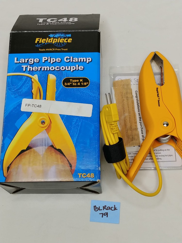 Fieldpiece TC48 Large Pipe Clamp Type K Thermocouple, 3/4” to 4-1/8