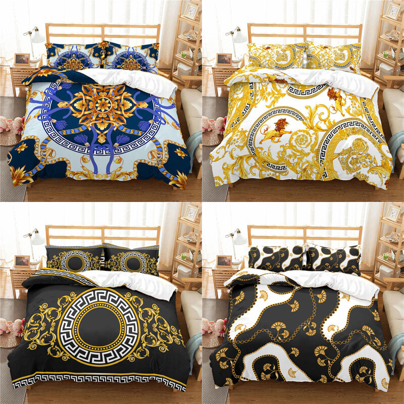Vintage Baroque Print Bedding Set Duvet Cover Pillowcase Comforter Home Decor