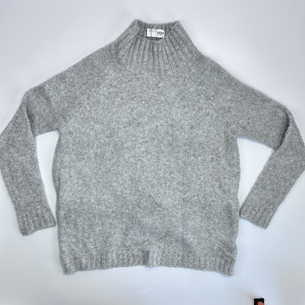 NEW BlankNYC Sweater Womens S Tie Back High Neck Wool Blend Gray Cut Out