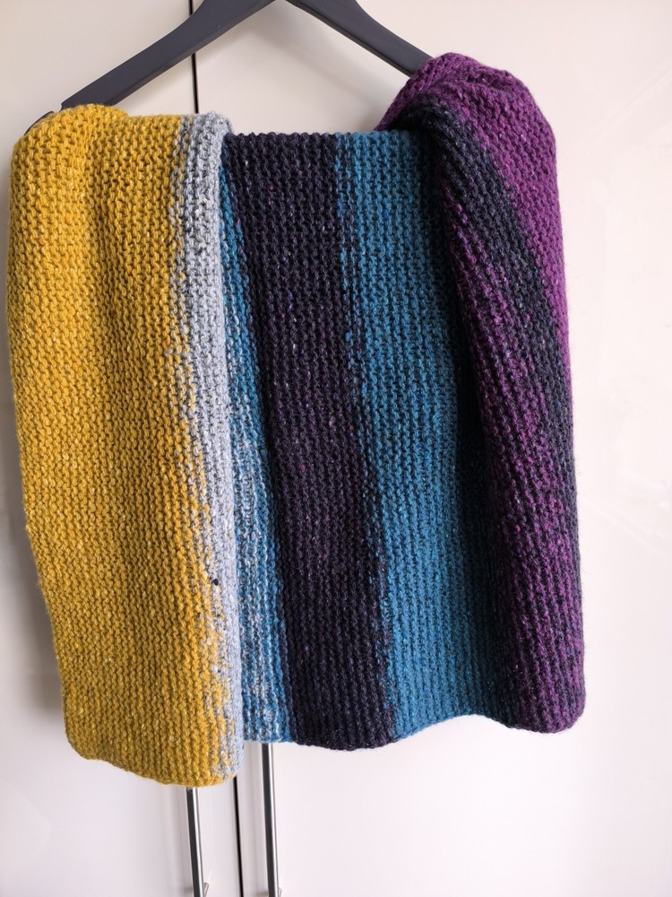 Square Hand knitted baby blanket from Lang Donegal Merino yarn