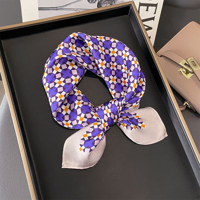 100% Mulberry Silk Scarf for Women – Square Head Wrap, Necktie & Hairband – 20-Inch Printed Design