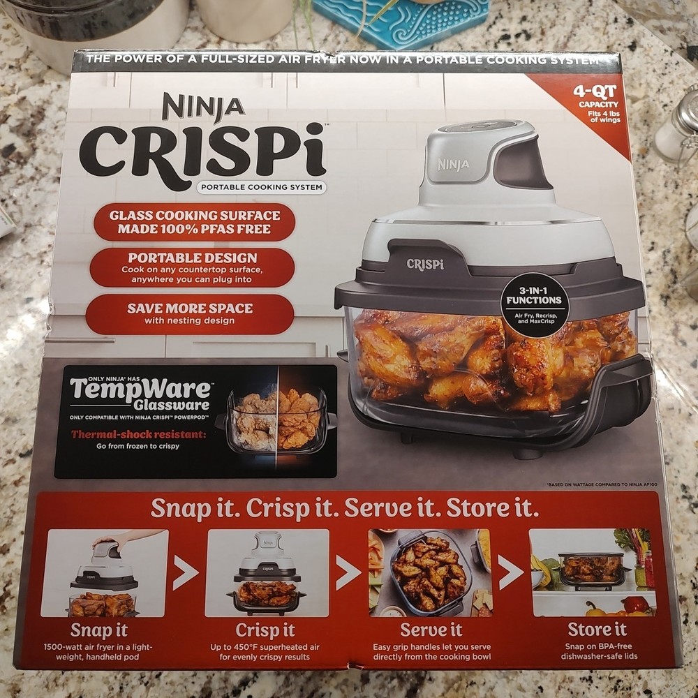 Ninja Crispi 3-in-1 Portable Glass Air Fryer Cooking System Dishwasher Safe