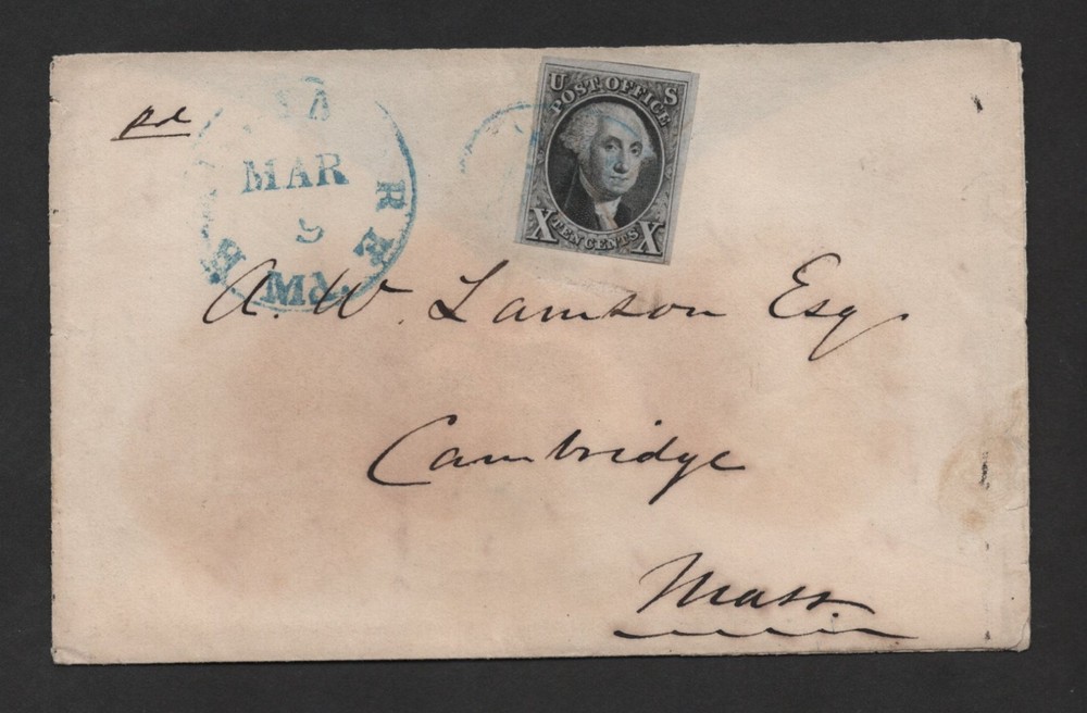 US 1840s COVER WITH SCOTT #2 TIED INCLUDES PSE CERTIFICATE CATALOG VALUE $1,650