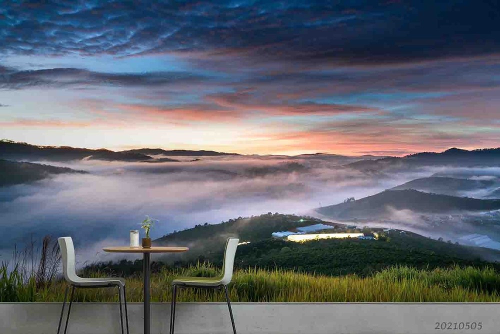 3D Sky Mountain Sunset Landscape Wall Murals Wallpaper Murals Wall Sticker