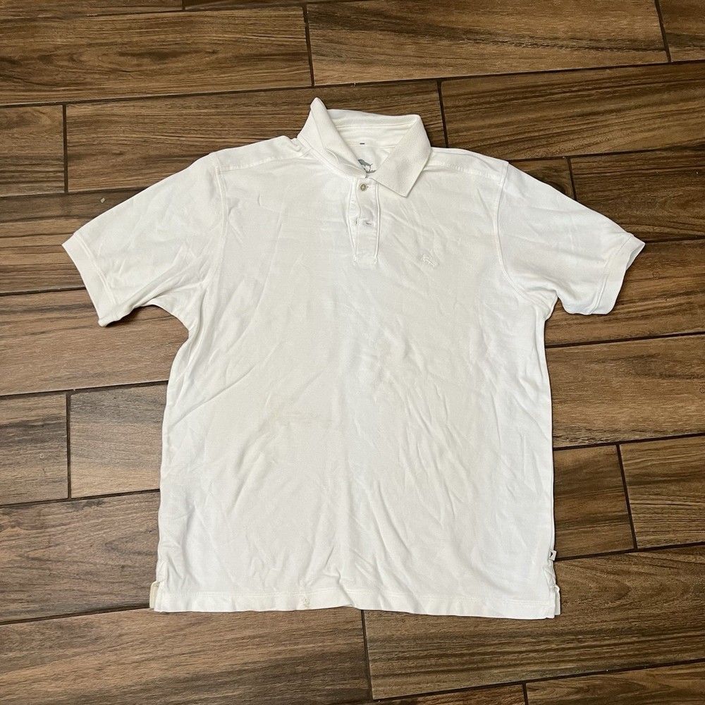 Tommy Bahama Mens Polo Shirt Large White Short Sleeve Casual Golf