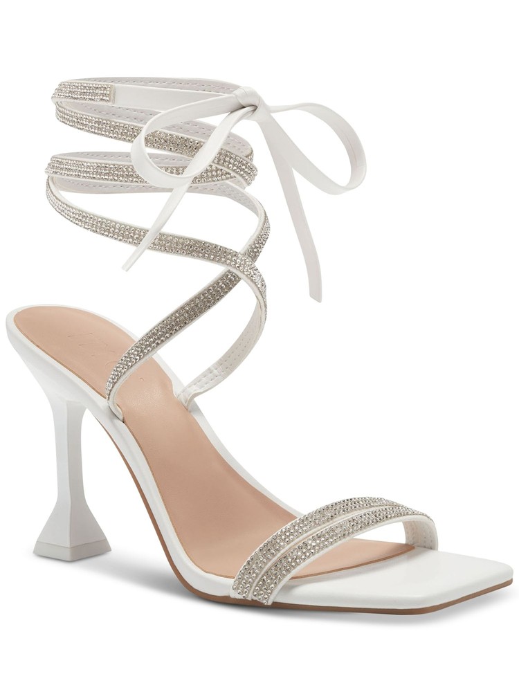 INC Womens White Tie Straps Bradki Open Toe Sculpted Heel Heeled Sandal 8 M