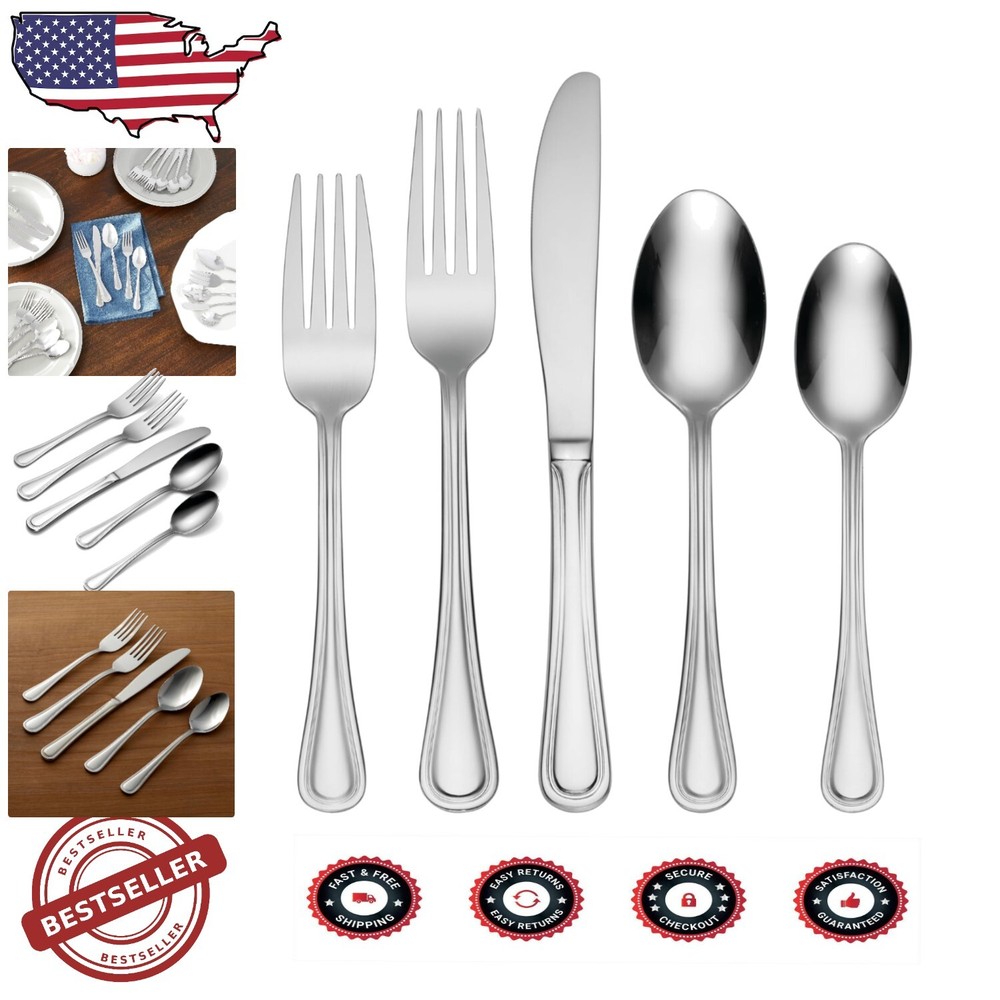 Durable 62-Piece Stainless Steel Flatware Set - Rust Resistant & Dishwasher Safe