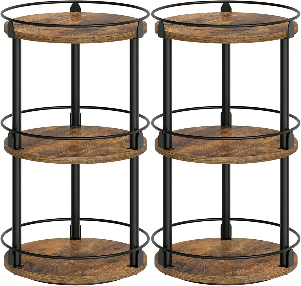 Spice Rack Set of 2 Lazy Susan Organizer 3-Tier Turntable Organizer For Cabinet