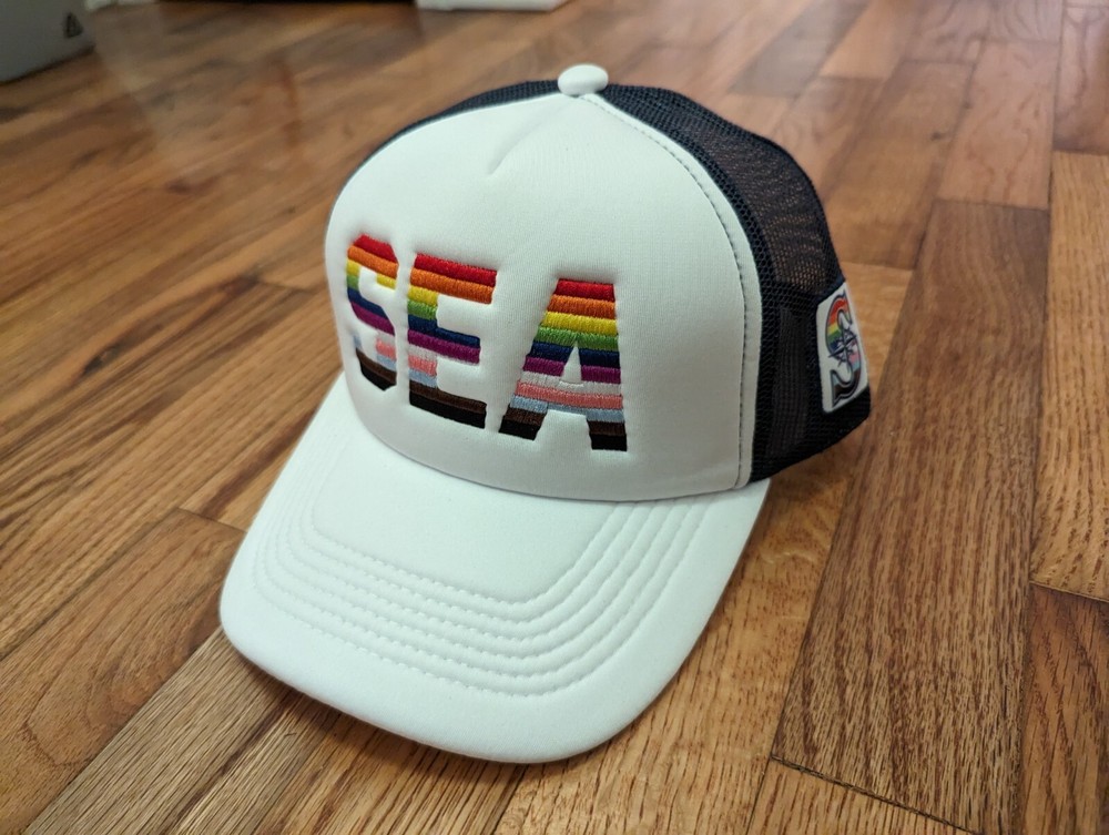 2024 PRIDE Seattle Mariners Trucker Hat- Pride Day Rainbow Baseball Cap 6/1/24-image