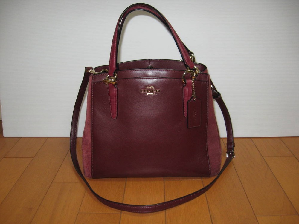 COACH Minetta Diagonal Shoulder Bag 2-Way Dark Red Bordeaux 38419