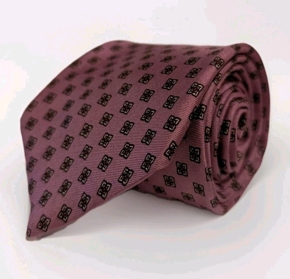 Liberty of London 100% Silk Tie Purple Geometric Print England Necktie 3.5x56
