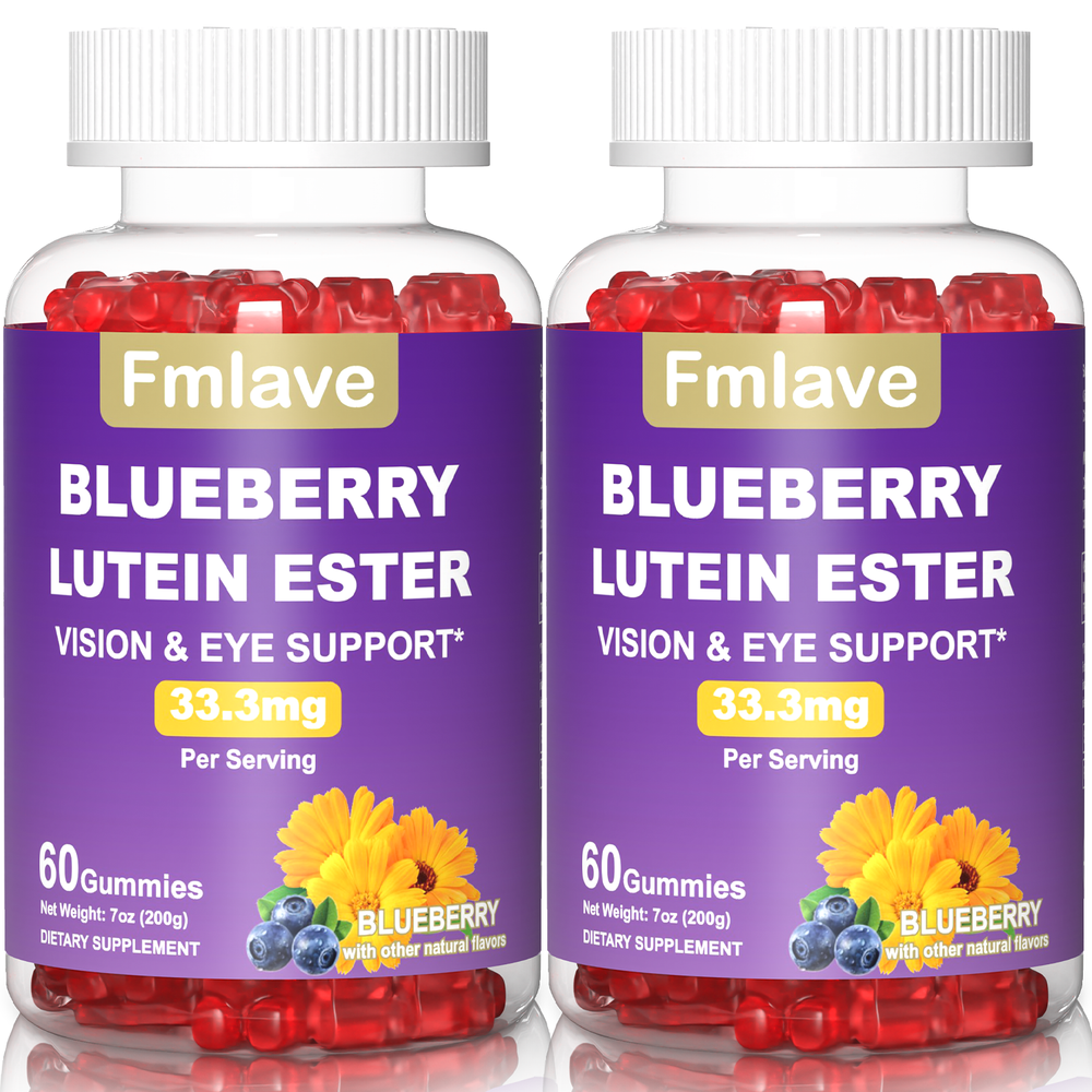 2 Pack Vision & Eye Support Gummies, Blueberry Lutein Ester Supplement for Eyes