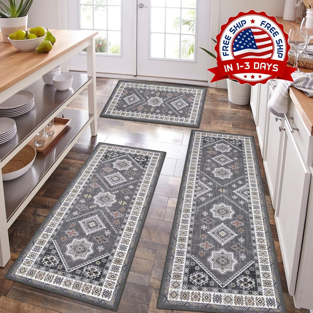 Non-Slip Christmas Kitchen Rugs Washable Holiday Decor New