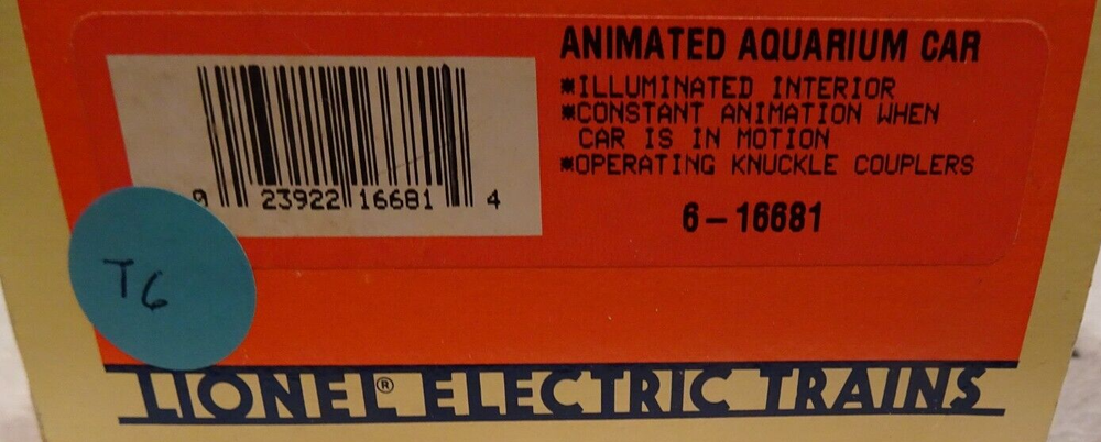 VINTAGE Lionel O GAUGE ANIMATED AQUARIUM CAR 6-16681~NEW in BOX. T-6