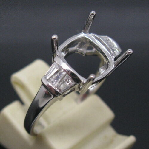 7x8mm Cushion Cut 14K White Gold Natural Diamond Semi Mount Ring Setting
