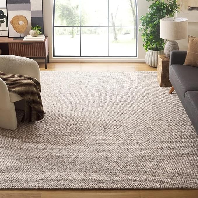Hand Woven Chunky Knit Popcorn Rug - Beige Contemporary Area Rug for Living Room
