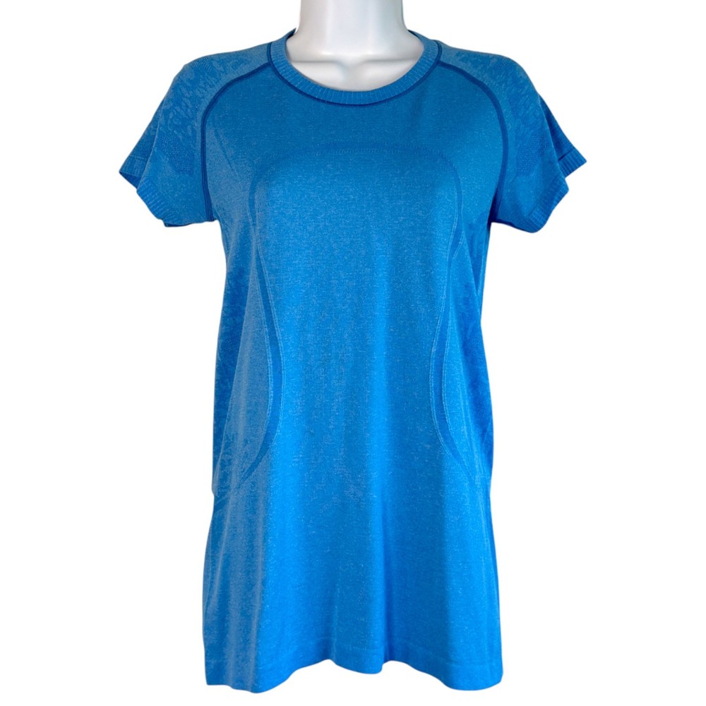 Lululemon Swiftly Tech Short Sleeve Crew Shirt Beaming Blue Lace Size 8 Running