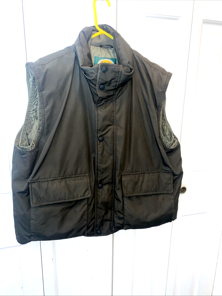 Cabelas Mens XL Winter Puffer Vest Premier Northern Goose Down Fill Green